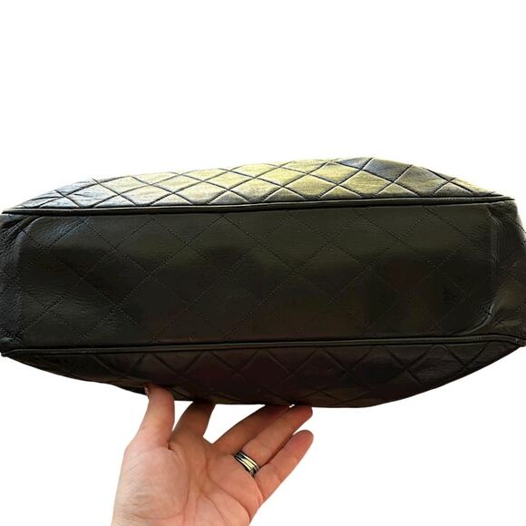 CHANEL RARE Cambon Ligne Black Quilted Base Lambskin Chain Shoulder Tote Bag - Picture 13 of 14